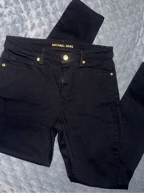 Michael Kors Black Skinny Jeans with Gold Accents                        #45